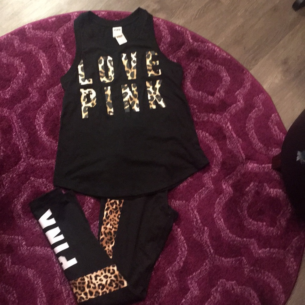 PINK VS leopard print Leggings and Tank set